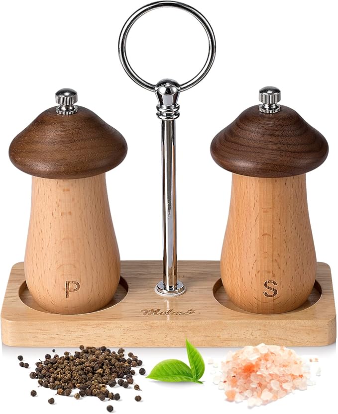 Motase Salz und Pfeffermühlen Set, Pfeffermühle aus Holz und Keramik ...